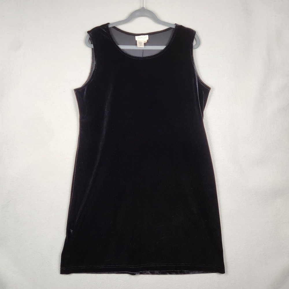 Coldwater Creek Dress Womens Plus XL Black Sleeveless Velvet Stretch Classic PXL